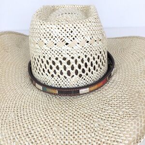 Western Leather Concho Studded Hat Band With Buckle NEW By 3D NWT